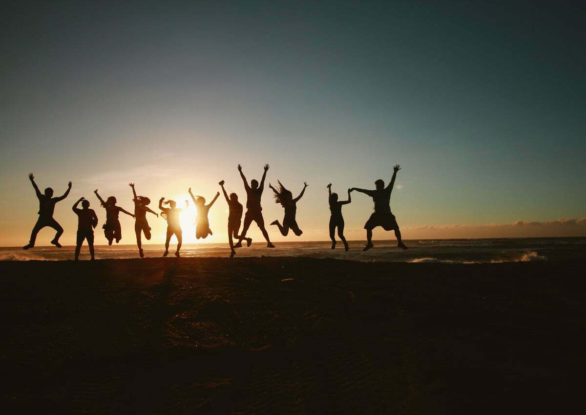 People jumping for joy